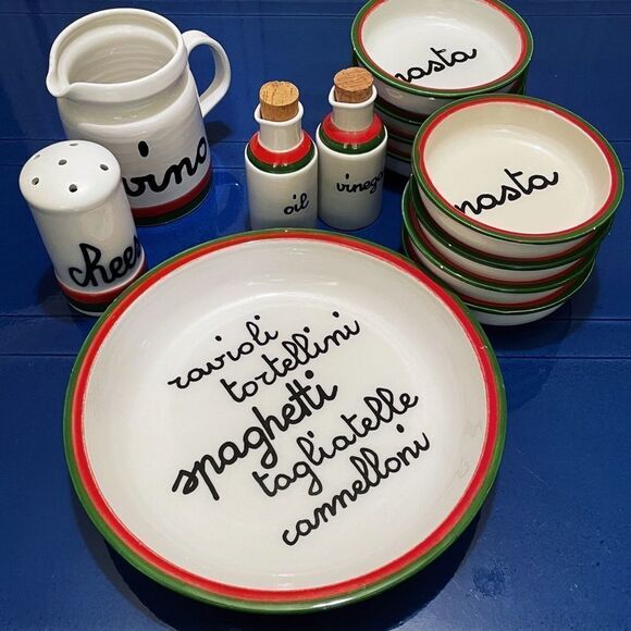 Baldelli Italy Oil & Vinegar Decanters, Cheese Shaker, & Large Vino Pitcher Jug - Picture 16 of 16